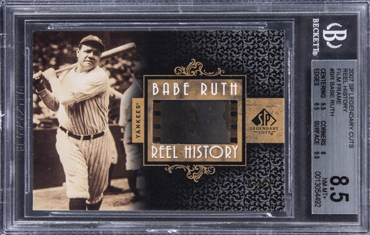 2007 UD SP Legendary Cuts "Reel History" #RHFF-BR Babe Ruth Film Frame Card – BGS NM-MT+ 8.5